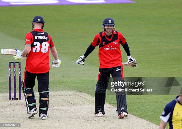 Durham Jets Ben Stokes and Durham Jets Gordon Muchall in action during the NatWest T20 Blast between Durham Jets and Birmingham Bears at Emirates...