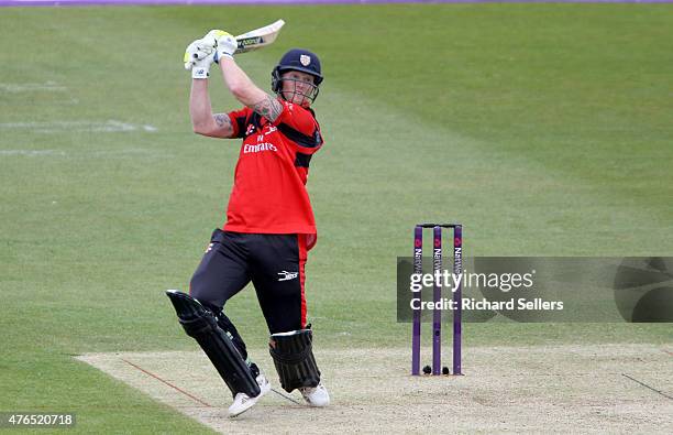 Durham Jets Ben Stokes in action during the NatWest T20 Blast between Durham Jets and Birmingham Bears at Emirates Durham ICG, on June 06, 2015 in...