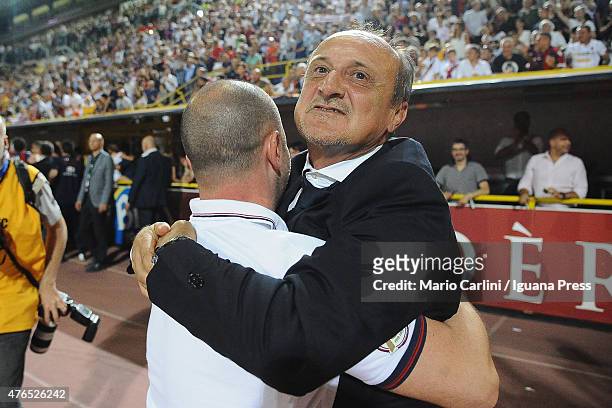 Delio Rossi head coach of Bologna FC celebrates at the end of the Serie B play-off final match between Bologna FC and Pescara Calcio at Stadio Renato...