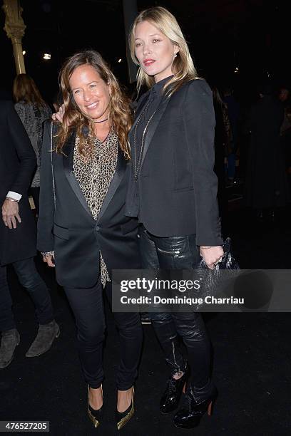 Jade Jagger and Kate Moss attend the Saint Laurent show as part of the Paris Fashion Week Womenswear Fall/Winter 2014-2015 on March 3, 2014 in Paris,...