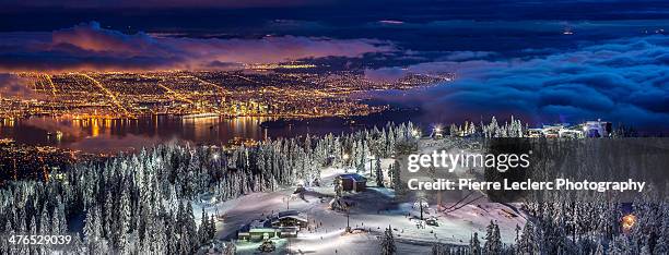 vancouver city from grouse mountain - vancouver stock pictures, royalty-free photos & images