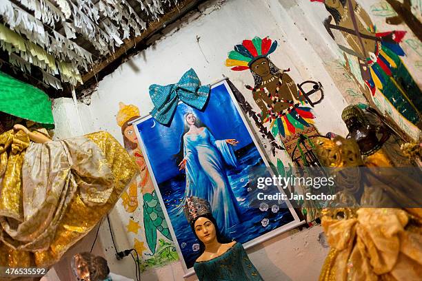 Afro-Brazilian religious statues, representing gods , are seen in the temple in Salvador, Bahia, Brazil, 9 February 2012.