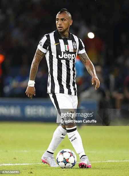 Arturo Vidal of Juventus Turin looks on during the UEFA Champions League Final between Juventus Turin and FC Barcelona at Olympiastadion on June 6,...