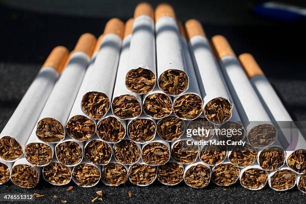 Close-up view of cigarettes on June 10, 2015 in Bristol, England. Health campaigners have asked for a levy on the tobacco industry to help fund...