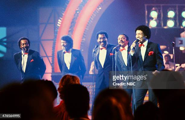 Pictured: Melvin Franklin, Ali-Ollie Woodson, Otis Williams, Ron Tyson, Richard Street of the Temptations --