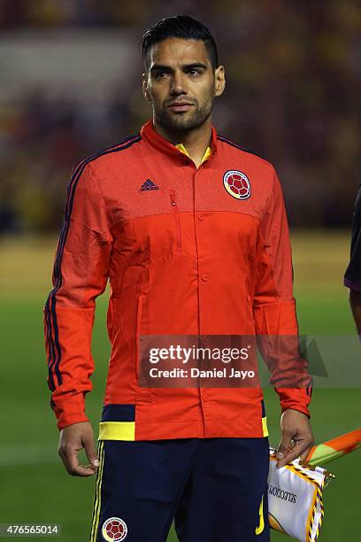 Radamel Falcao Garcia, of Colombia, before a friendly match between Colombia and Costa Rica at Diego Armando Maradona Stadium on June 06, 2015 in...