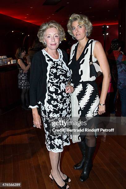 Ariane Dandois and Ondine de Rothschild attend the Martine Aublet Foundation gala dinner at the Musee Du Quai Branly on March 3, 2014 in Paris,...