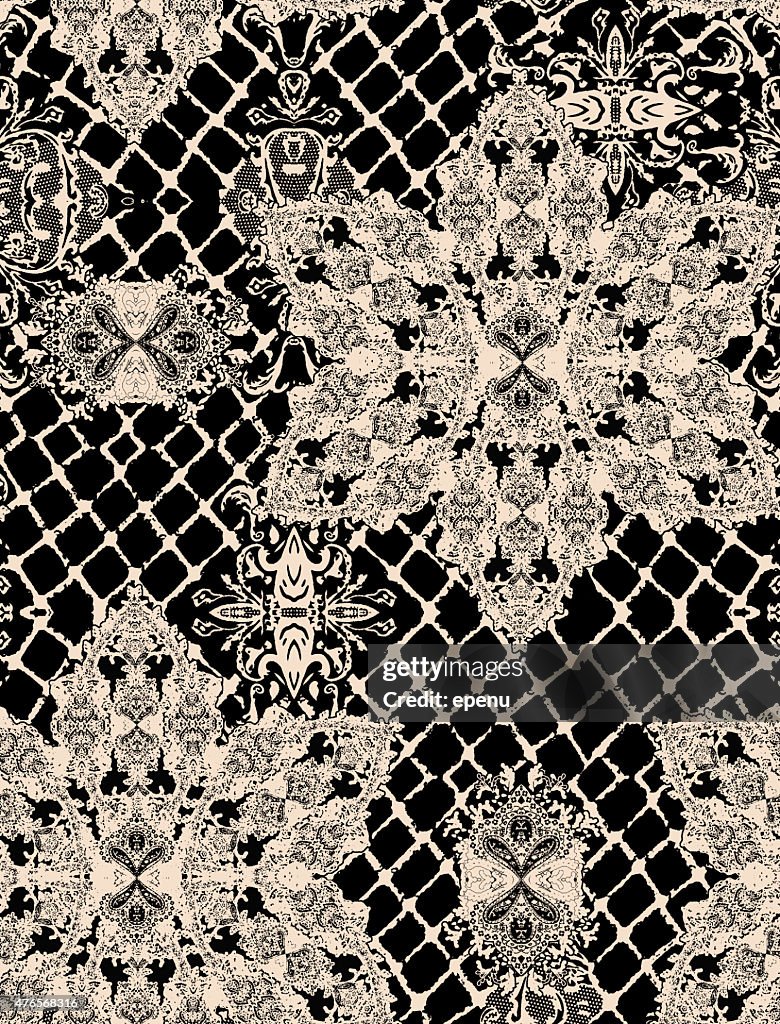 Seamless monochrome geometric pattern set - Illustration