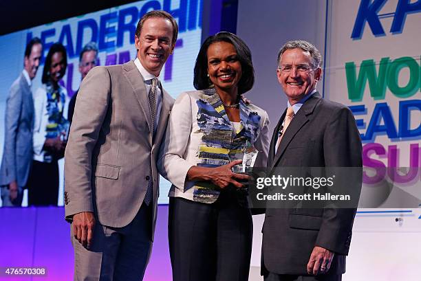 Dan Hicks of NBC Sports, and John Veihmeyer, Global Chairman of KPMG International, present the KPMG INSPIRE GREATNESS Award to the 66th U.S....