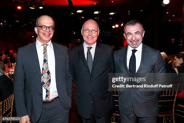 David Kessler, art consultant, Stephane Martin, president of the Musee Du Quai Branly and Alain Seban, president of Centre Pompidou attend the...