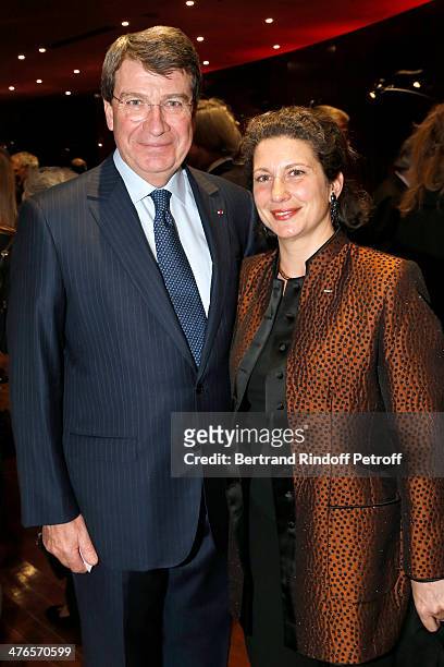 Xavier Darcos and Laure Darcos attend the Martine Aublet Foundation Award Night at the Musee Du Quai Branly on March 3, 2014 in Paris, France.