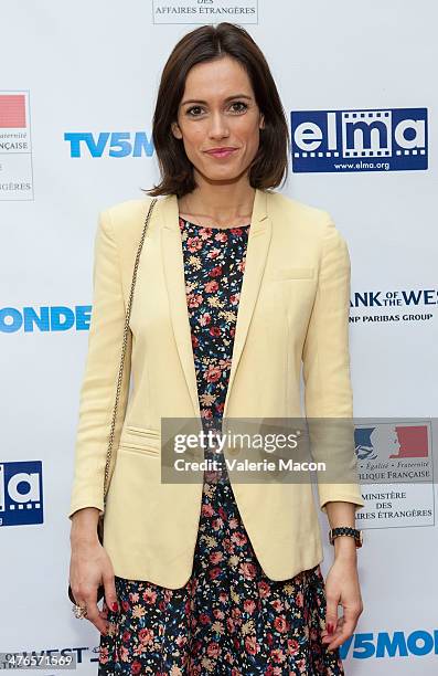 Actress Leslie Coutterand attends The Consul General Of France, Mr. Axel Cruau, Honors The French Nominees For The 86th Annual Academy Awards party...