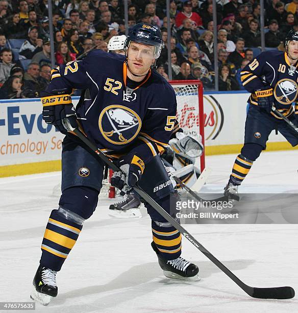 Alexander Sulzer of the Buffalo Sabres skates against the Carolina Hurricanes on February 25, 2014 at the First Niagara Center in Buffalo, New York.