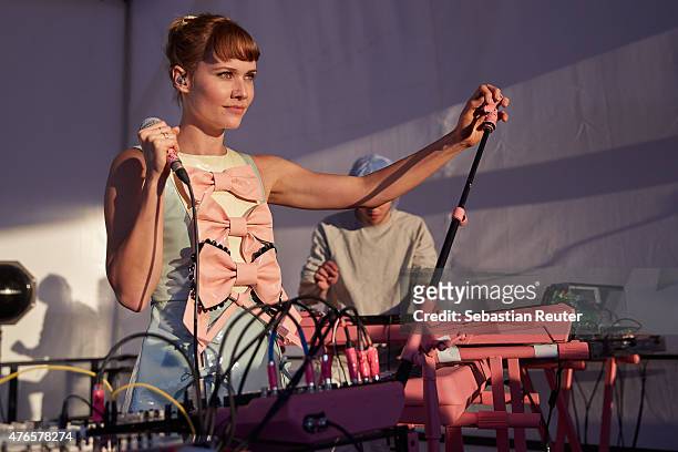Oh Land performs at Badeschiff on June 10, 2015 in Berlin, Germany.