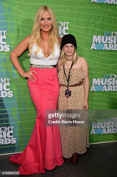 Brooke Hogan and guest Allyson Chernenko attend the 2015 CMT Music awards at the Bridgestone Arena on June 10, 2015 in Nashville, Tennessee.