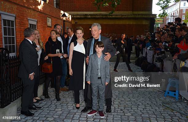 Ian McKellen, Laura Linney and Milo Parker attend the UK Premiere of "Mr Holmes" at ODEON Kensington on June 10, 2015 in London, England.