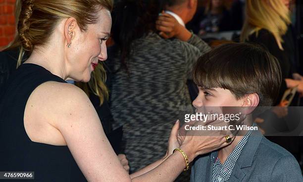 Laura Linney and Milo Parker attend the UK Premiere of "Mr Holmes" at ODEON Kensington on June 10, 2015 in London, England.