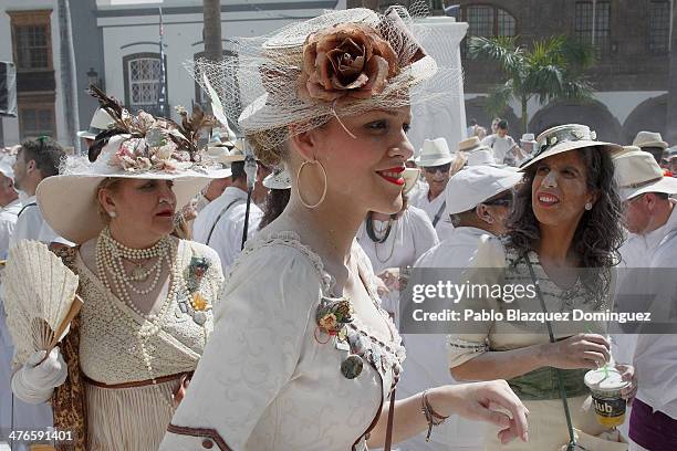 Revellers enjoy Los Indianos carnival on March 3, 2014 in Santa Cruz de La Palma, Spain. The origin of the 'Dia de los Indianos' carnival is rooted...