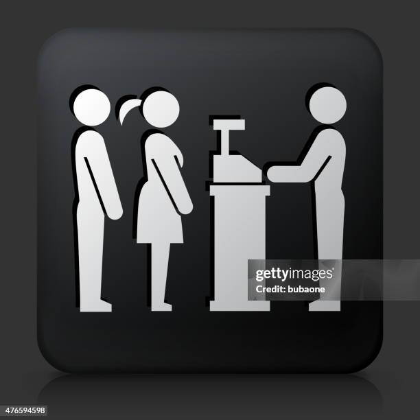 black square button with ordering line - queue line stock illustrations