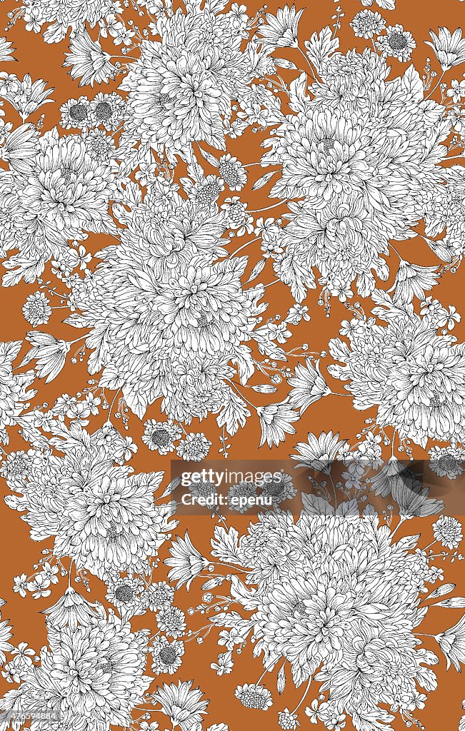 Seamless pattern with floral ornament - Illustration