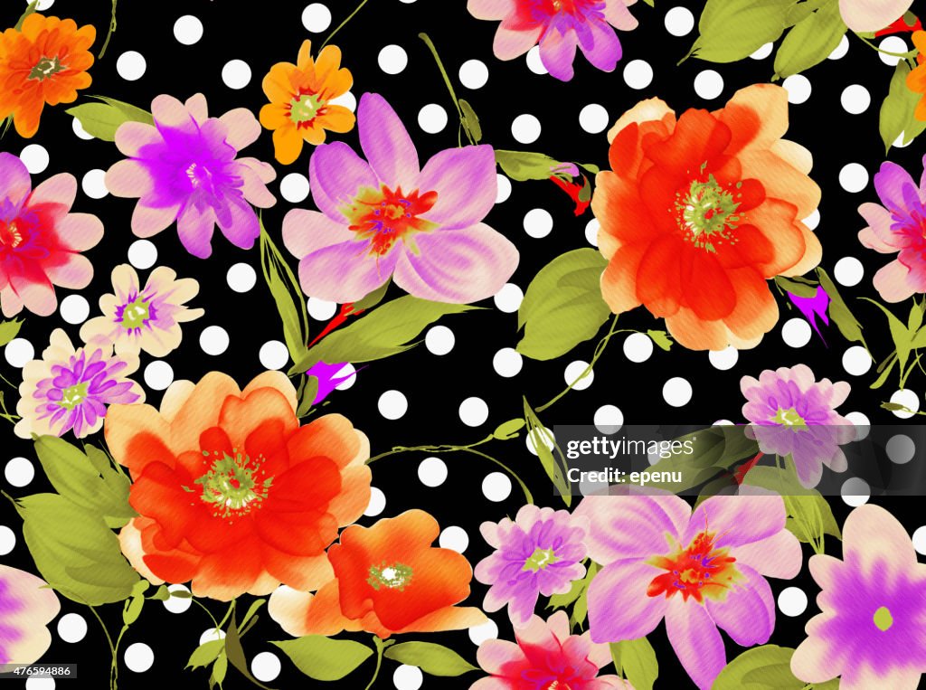 Watercolor pattern of exotic flowers - Illustration