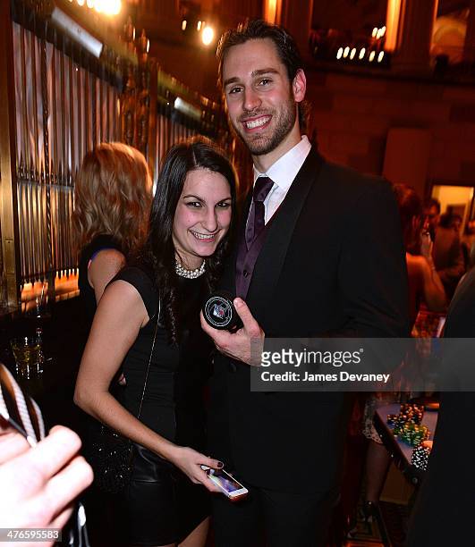 Cam Talbot and fan attend the 2014 New York Rangers Casino Night To Benefit The Garden Of Dreams Foundation at Gotham Hall on March 3, 2014 in New...
