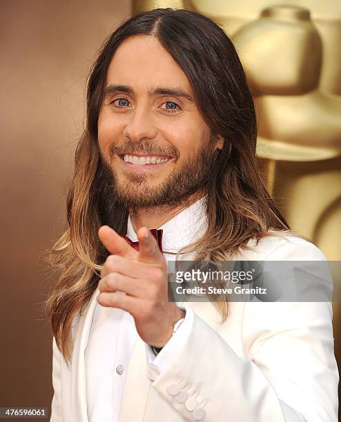 Jared Leto arrives at the 86th Annual Academy Awards at Hollywood & Highland Center on March 2, 2014 in Hollywood, California.