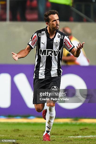 Thiago Ribeiro of Atletico MG celebrates a scored goal against Santos during a match between Atletico MG and Santos as part of Brasileirao Series A...
