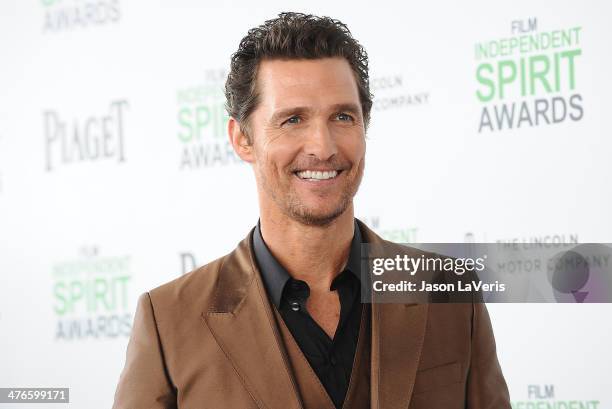Actor Matthew McConaughey attends the 2014 Film Independent Spirit Awards on March 1, 2014 in Santa Monica, California.
