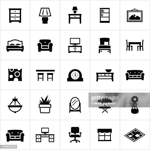 home möbeln und dekor symbole - kronleuchter stock-grafiken, -clipart, -cartoons und -symbole