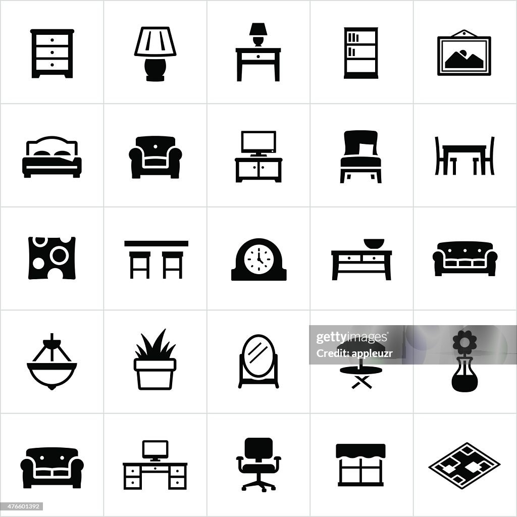 Icônes maison de meubles et un décor