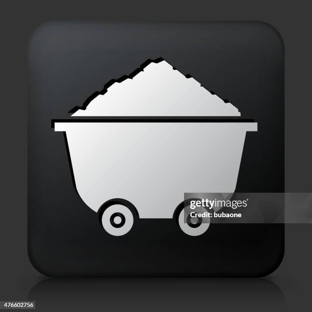 black square button with cart and sand pile - construction sand stock illustrations