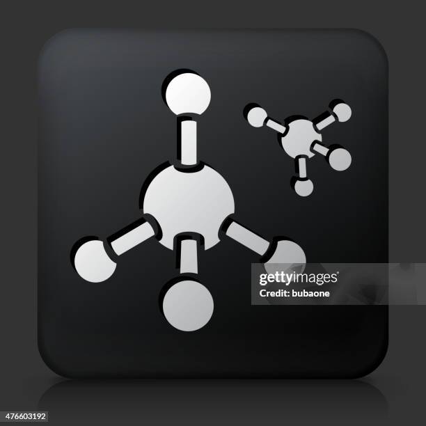 black square button with gasoline molecule - hydraulic fracturing icons stock illustrations