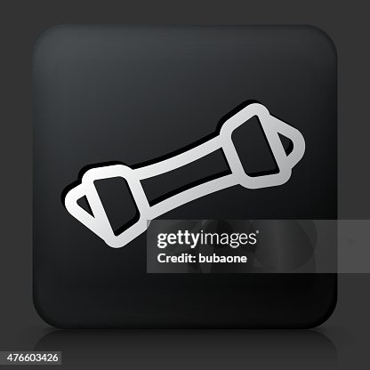 Black Square Button with Chew Bone Black Square Button with Chew Bone