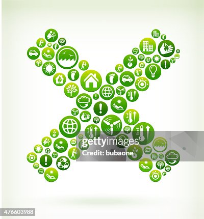 X Sign Environmental Conservation Green Vector Button Pattern. X Sign Environmental Conservation Green Vector Button Pattern.