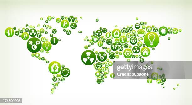 ilustraciones, imágenes clip art, dibujos animados e iconos de stock de mapa mundial de conservación medioambiental botón verde vector patrón. - salvavidas