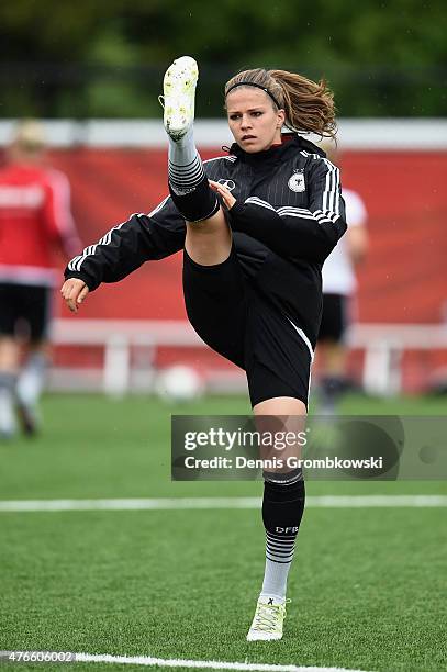 Melanie Leupolz of Germany practices during a training session at Richcraft Recreation Complex on June 10, 2015 in Ottawa, Canada.