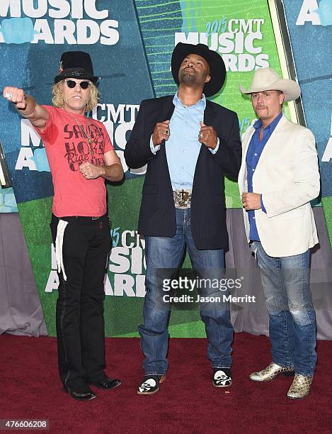 Big Kenny, Cowboy Troy and John Rich attend the 2015 CMT Music awards at the Bridgestone Arena on June 10, 2015 in Nashville, Tennessee.