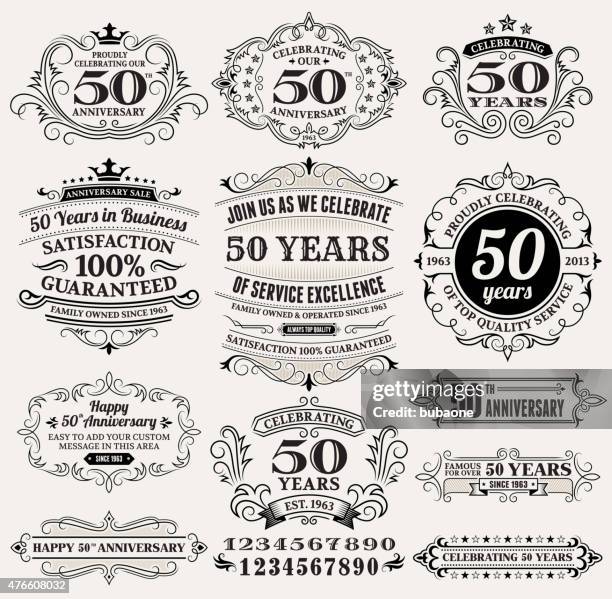 ilustraciones, imágenes clip art, dibujos animados e iconos de stock de 50 aniversario dibujados a mano vector de fondo sin royalties de papel - 50 54 años