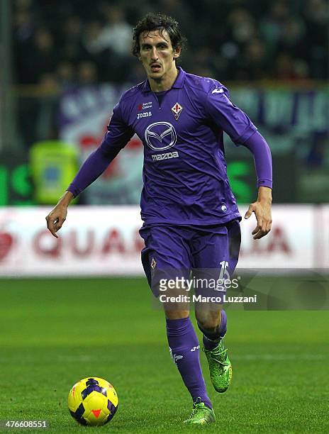 Stefan Savic of ACF Fiorentina in action during the Serie A match between Parma FC and ACF Fiorentina at Stadio Ennio Tardini on February 24, 2014 in...