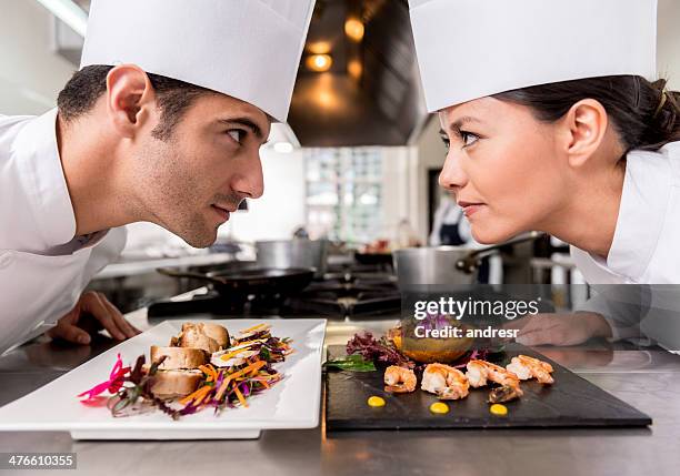 competitive chefs - chef competition stock pictures, royalty-free photos & images