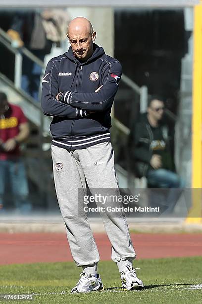 Domenico Di Carlo head coach of AS Livorno Calcio during the Serie A match between AS Livorno Calcio and Hellas Verona FC at Stadio Armando Picchi on...