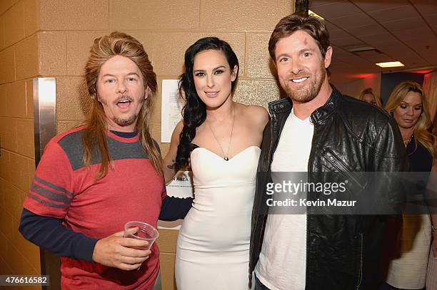 David Spade, Noah Galloway and Rumer Willis attend the 2015 CMT Music awards at the Bridgestone Arena on June 10, 2015 in Nashville, Tennessee.