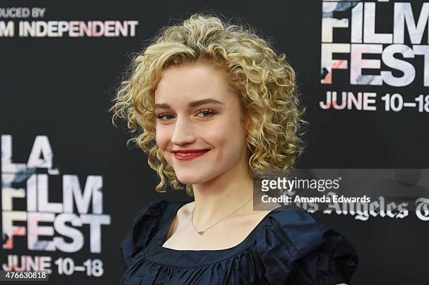 Actress Julia Garner attends the opening night premiere of "Grandma" during the 2015 Los Angeles Film Festival at Regal Cinemas L.A. Live on June 10,...