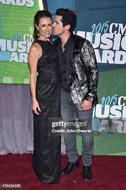 Kasey Hodges and JT Hodges attend the 2015 CMT Music awards at the Bridgestone Arena on June 10, 2015 in Nashville, Tennessee.