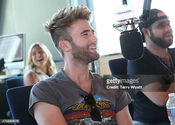 Colton Swon of the The Swon Brothers visits the Morning Show with Storme Warren on SiriusXM's The Highway channel at SiriusXM Studios on June 10,...