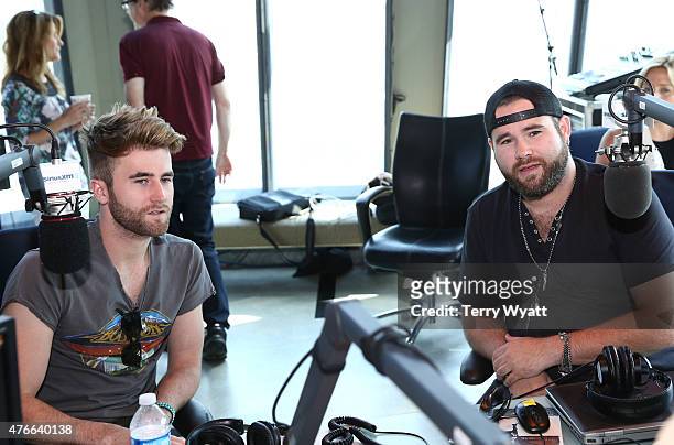 Colton Swon and Zach Swon of the The Swon Brothers visits the Morning Show with Storme Warren on SiriusXM's The Highway channel at SiriusXM Studios...