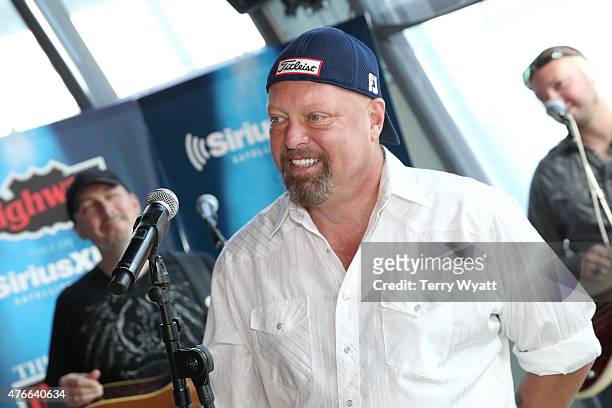 Eddie Montgomery of Montgomery Gentry visits the Morning Show with Storme Warren on SiriusXM's The Highway channel at SiriusXM Studios on June 10,...