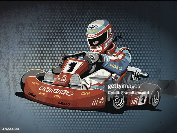 go-kart-rennen grunge farbe - freizeit latzhose stock-grafiken, -clipart, -cartoons und -symbole