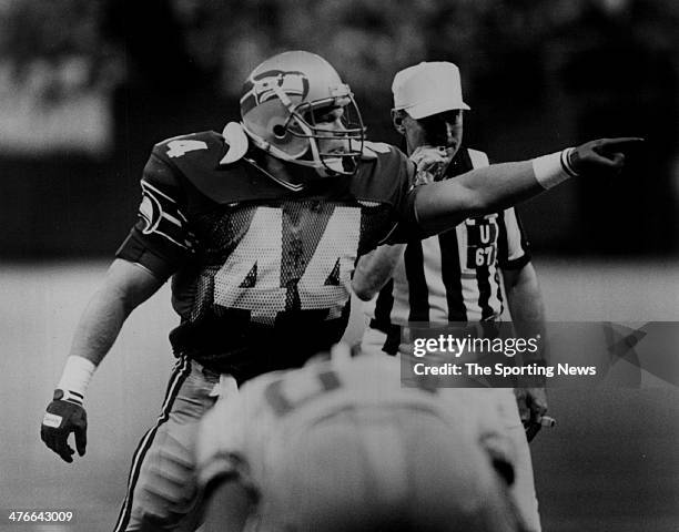 Brian Bosworth of the Seattle Seahawks circa 1988 in Seattle, Washington.